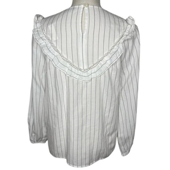 Madewell Ruffle-Yoke Prairie White Pinstripe Top - Picture 5 of 8